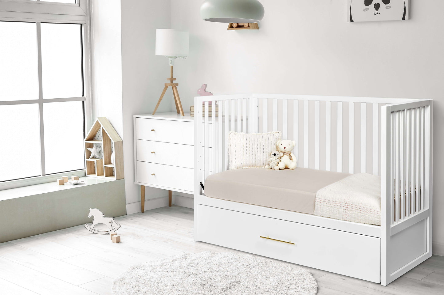 Crib with Trundle - White