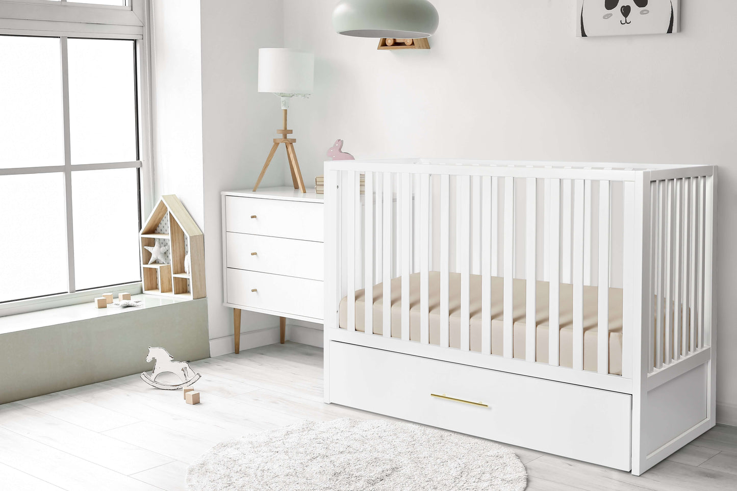 Crib with Trundle - White